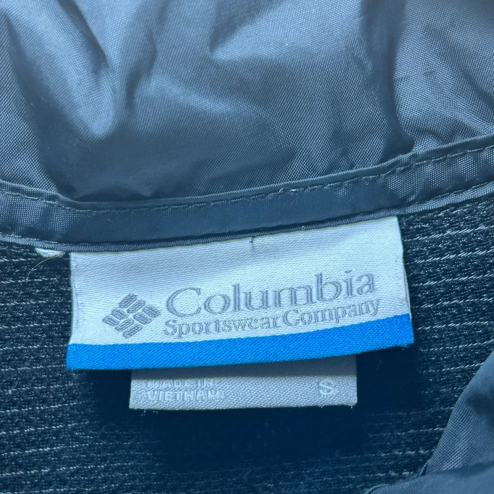 Columbia Mens Jacket Small Windbreaker Zip Hooded Black‎ Lightweight OmniShield